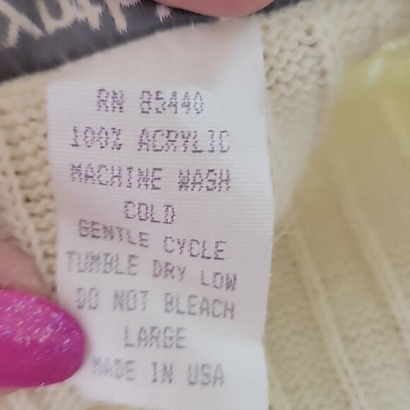 Cynthia Todd Womens Knit Cream Pine Green Purple Sweater Crew Neck Size L - Picture 10 of 10